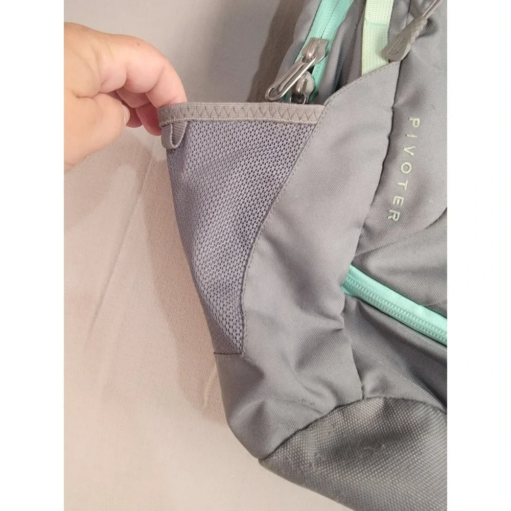 The North Face Pivoter Backpack Gray Mint Green Laptop School Travel Daypack